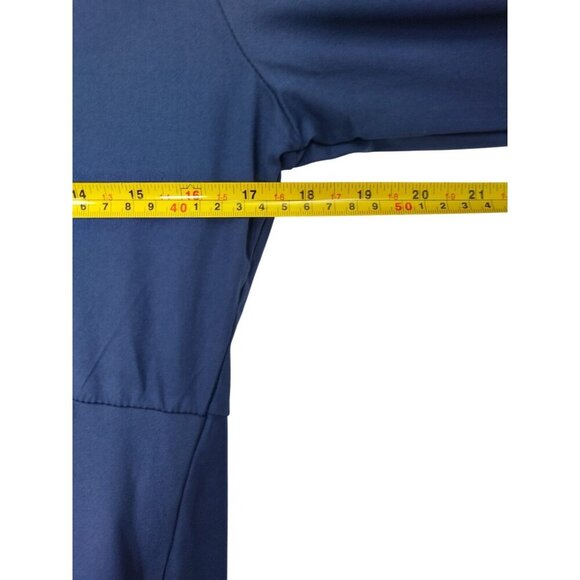 Elegant blue long-sleeved tunic blouse with lace detail and flared hem size 2XL - Picture 4 of 6